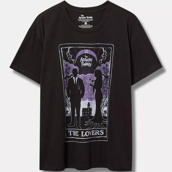 🆕️ Torrid Addams Family The Lovers Tarot Graphic Relaxed Fit Cotton Crew Tee - Picture 1 of 3